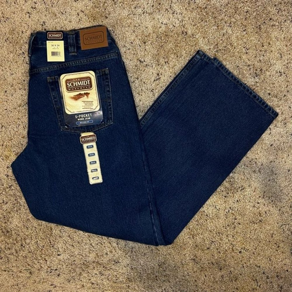 CE Schmidt workwear 5 pocket work jeans size 36x34 relaxed fit NWT